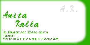 anita kalla business card